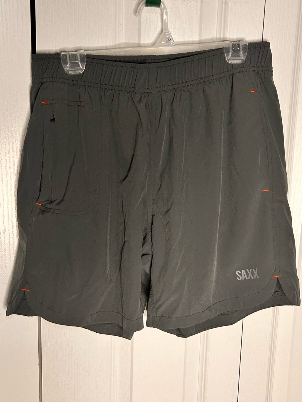 Saxx Men's Large L Gainmaker 2N1 Short 7" Athletic Shorts Charcoal Orange Lined